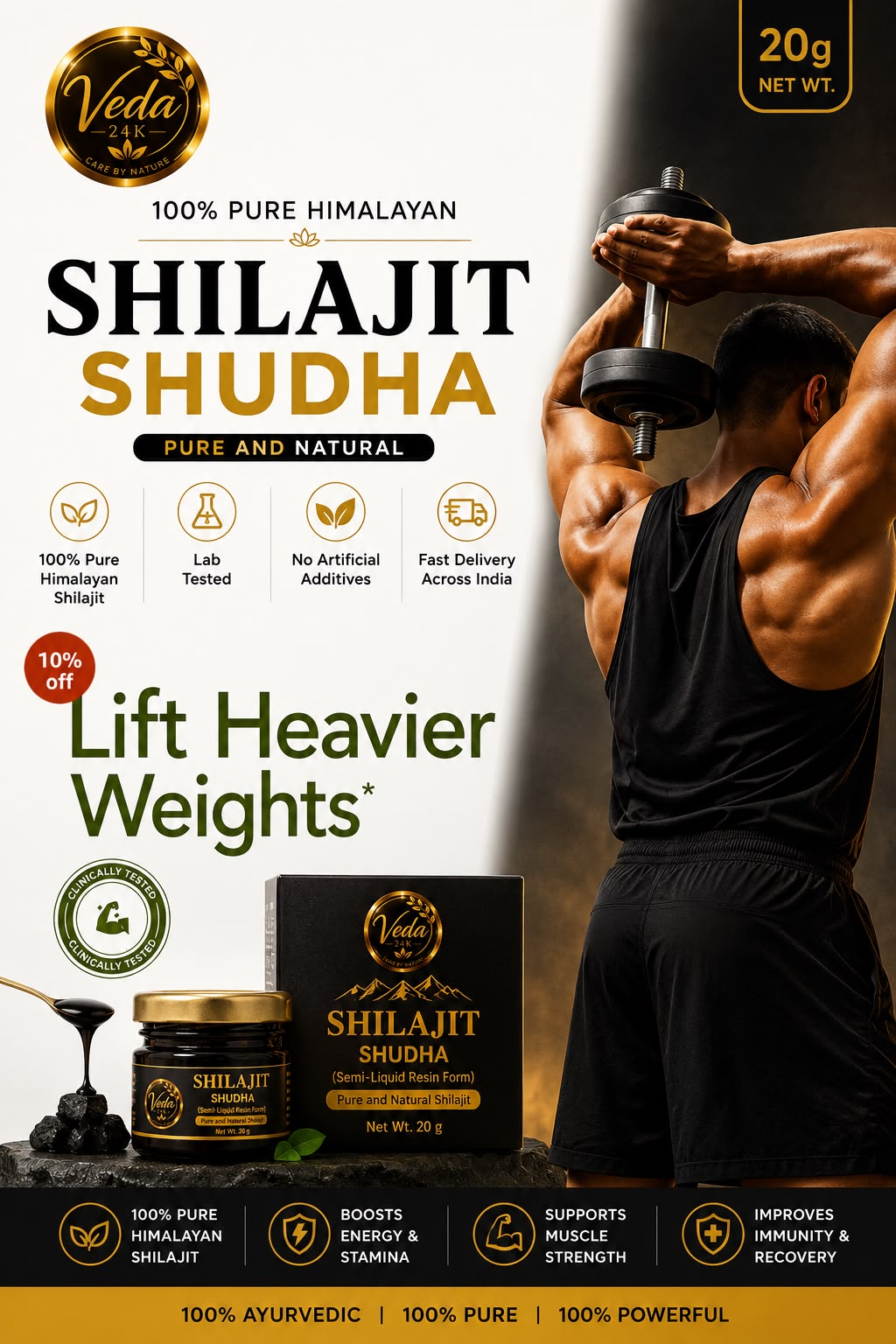 Veda24K Shilajit Shudha Resin | 20g | 100% Pure Himalayan Shilajit